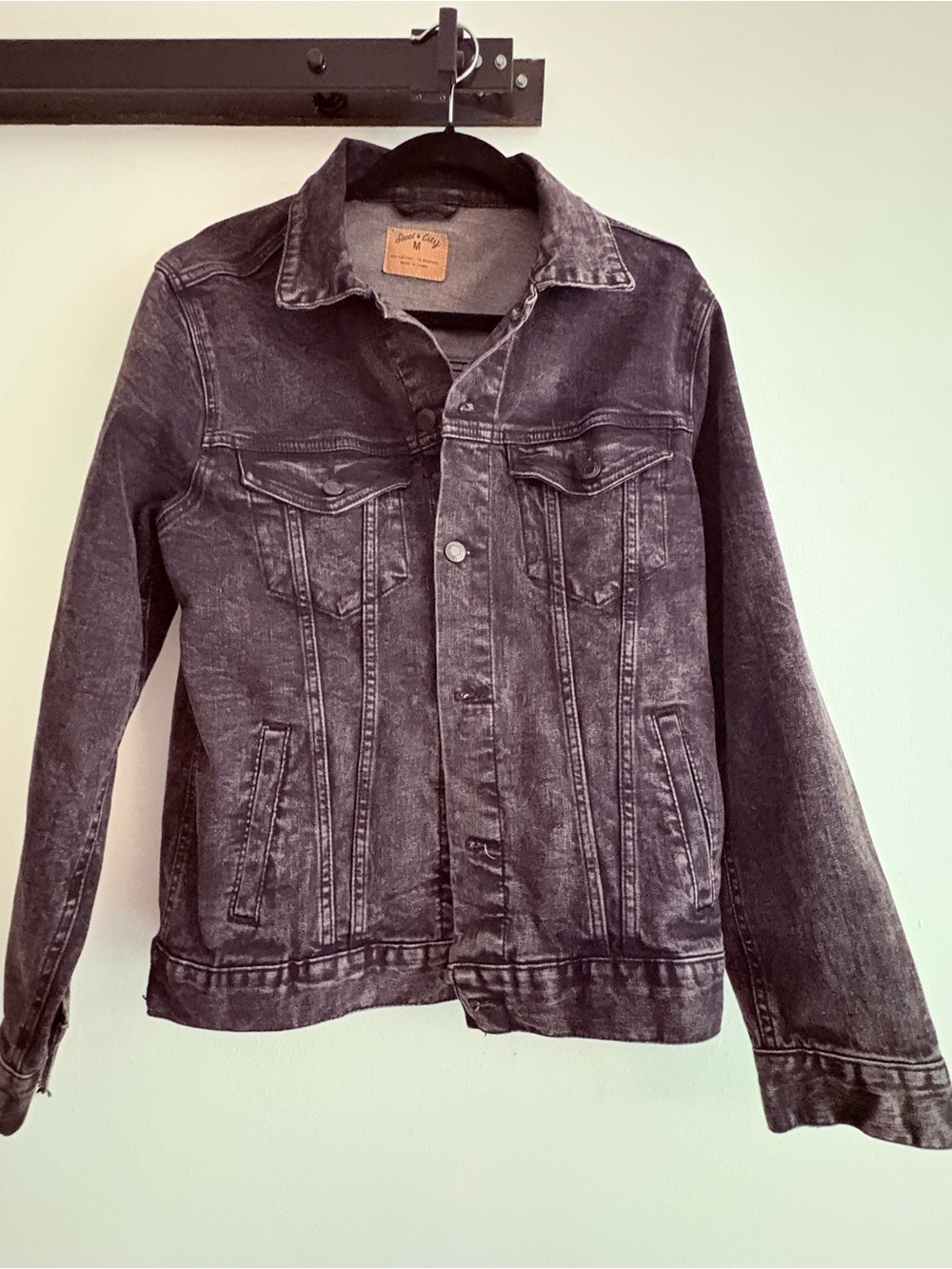 Men's Washed black, casual denim jacket